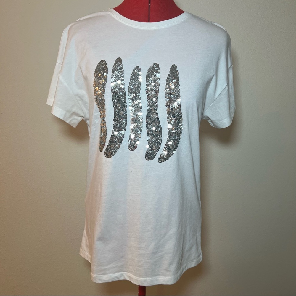 Zara Woman Basic Collection White T-Shirt Size Small